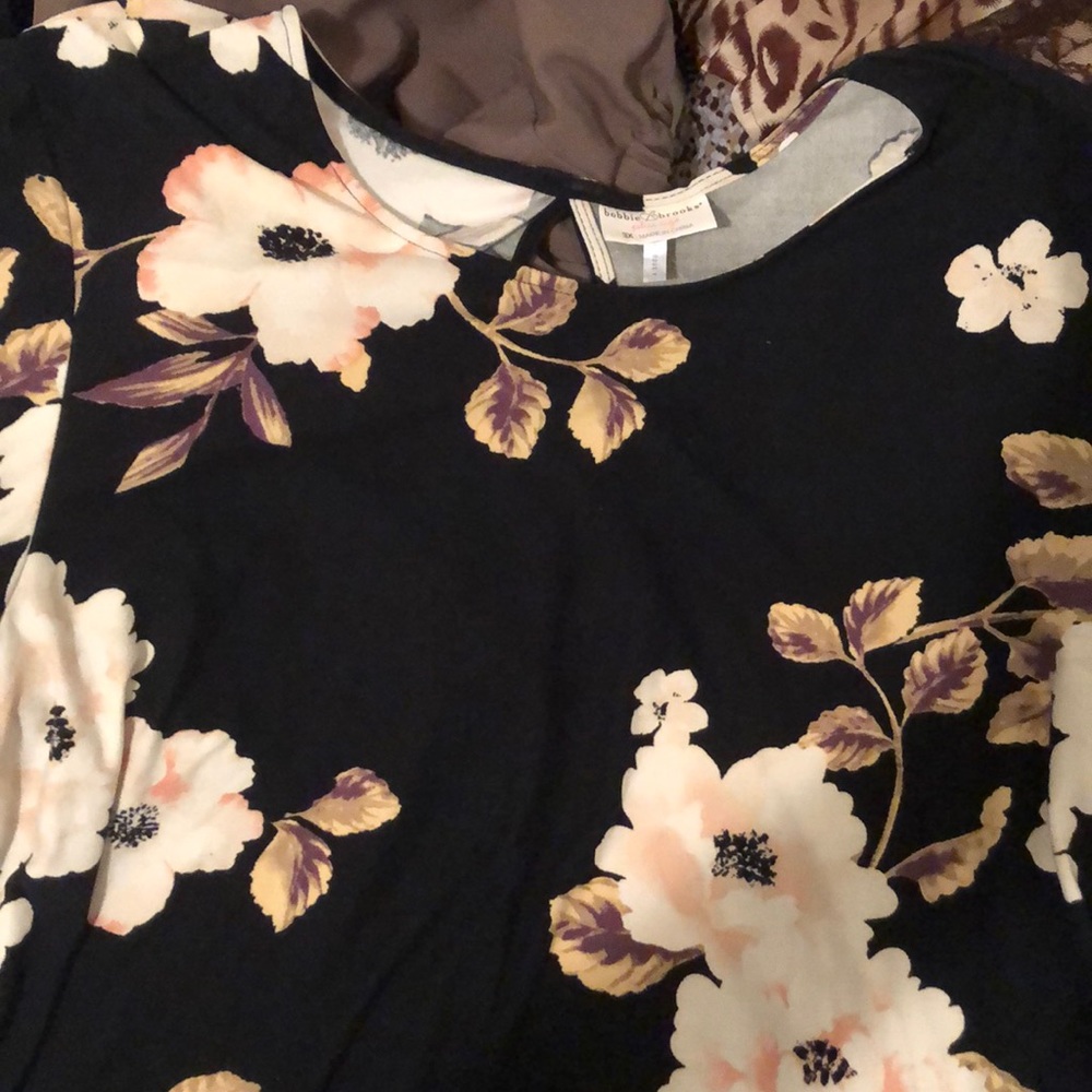 3X black floral top.